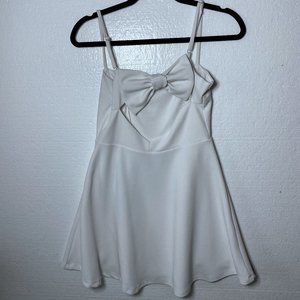 Lulu's Womens Size Medium White Get To Bow Me Skater Mini Dress Bride Sleeveless